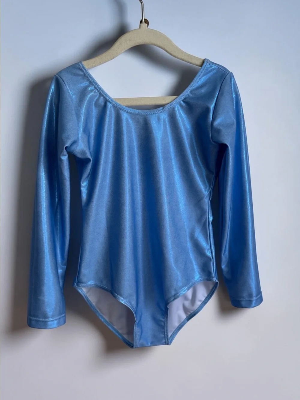 Shimmer Light Blue Long Sleeve Leotard